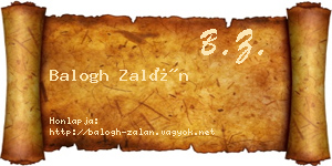 Balogh Zalán névjegykártya