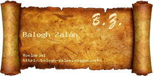 Balogh Zalán névjegykártya